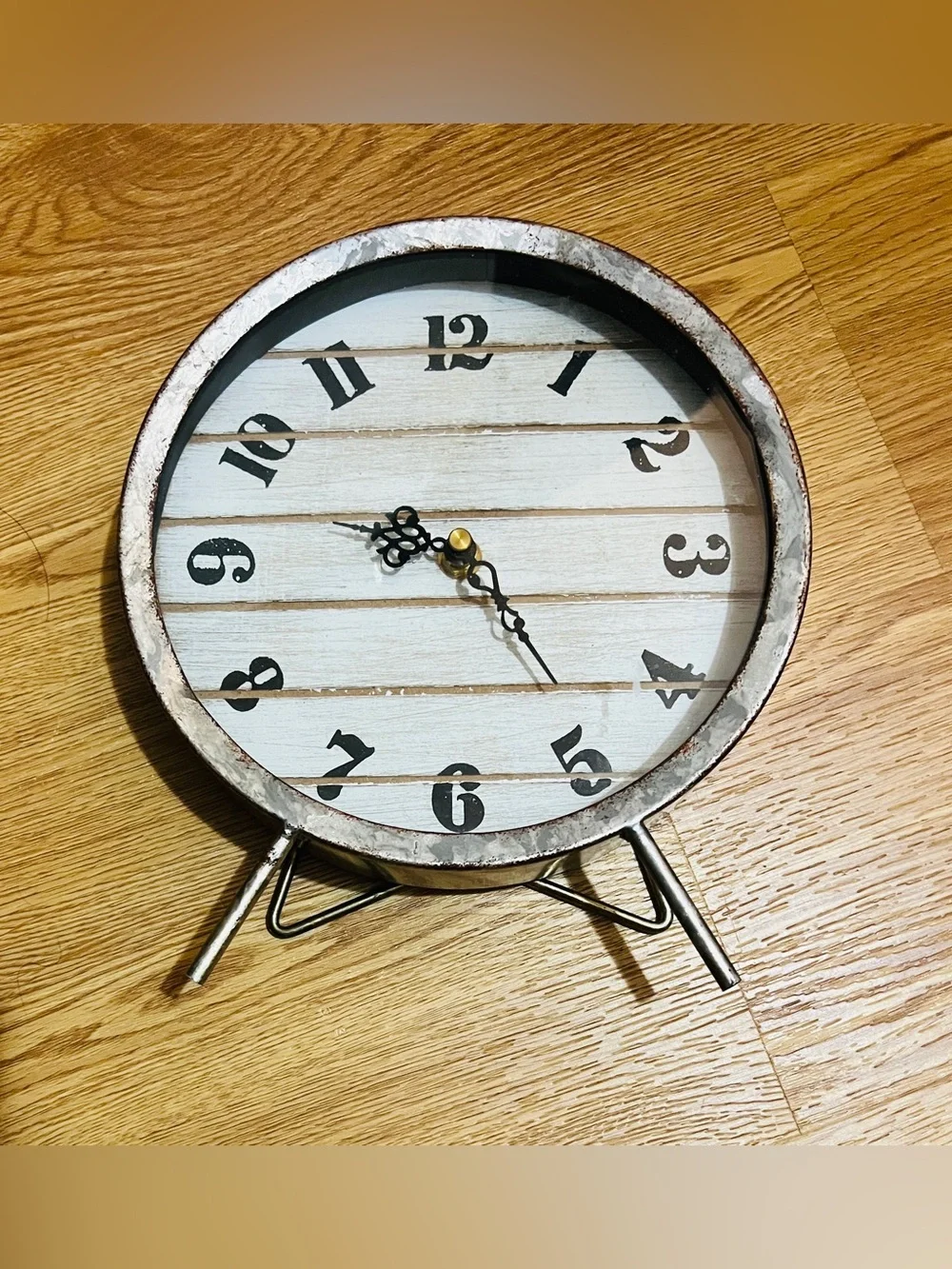 Rustic White and Brown Table Clock - Decorative Home Wall Decor